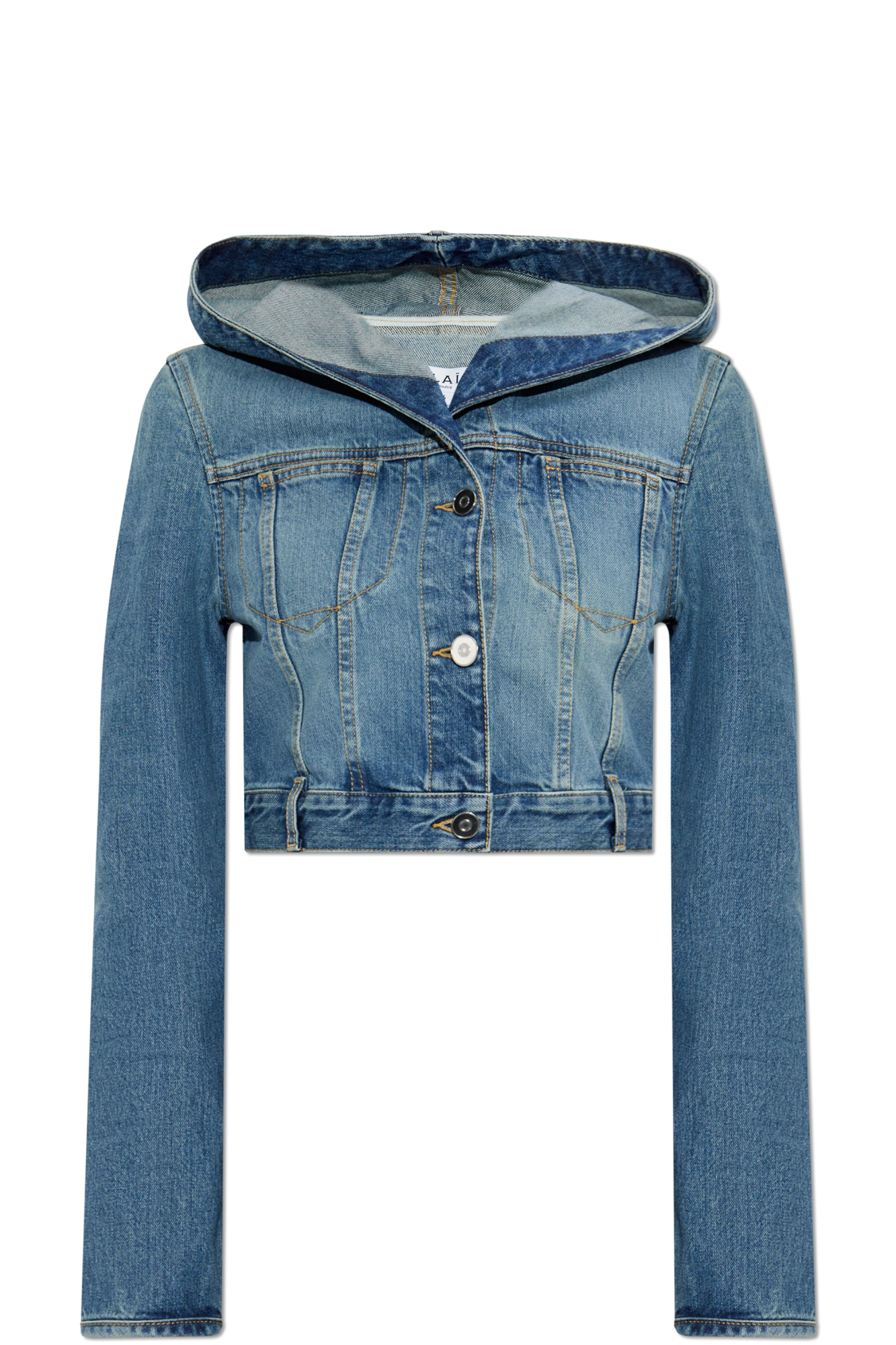 ALAIA デニムジャケット ALAÏA スカイデニム製 クロップド フードジャケット | ジャケット